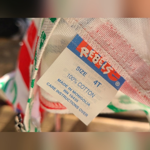 VINTAGE REBELS SZ 4T NWT 2pc RED / WHITE STRIPE COLORBLOCK Overall Shorts - Picture 3 of 4